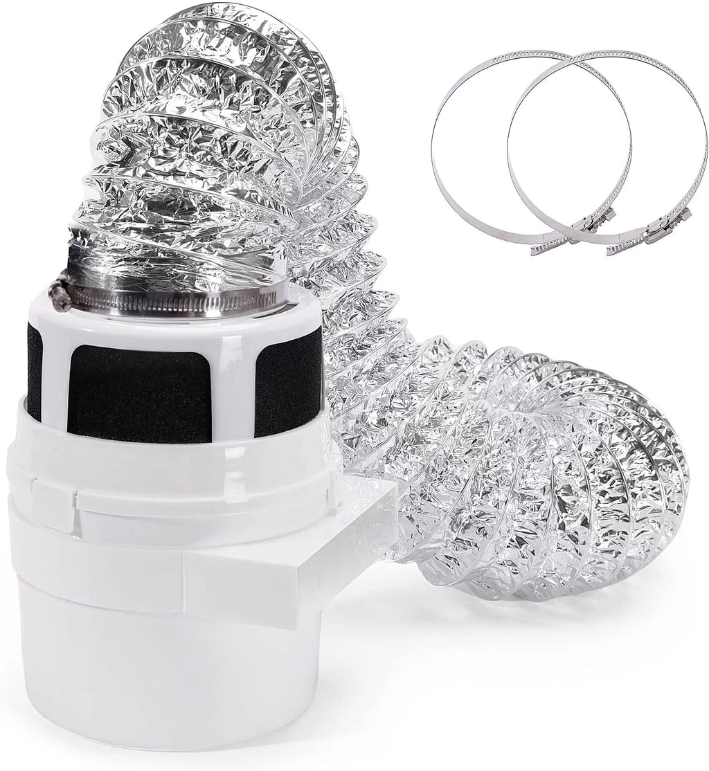 Indoor Dryer Vent Kit with 4-Inch by 5-Feet Silver Duct T92532