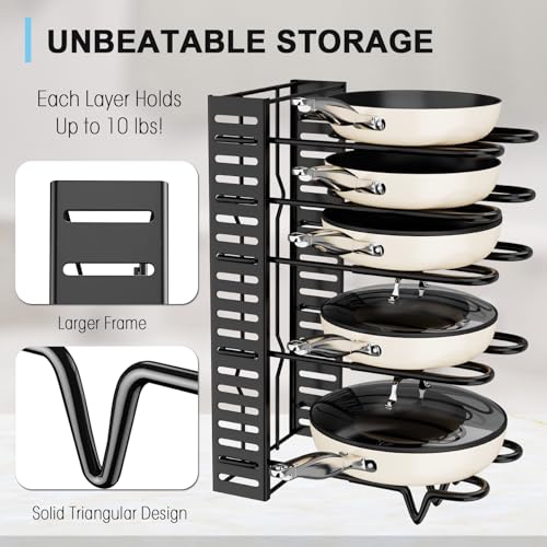 8-Tier Adjustable Heavy-Duty Pot and Pan Storage Rack U343854