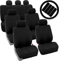 Blue Black Striped Car Seat Covers and Steering Wheel Cover Set D428355