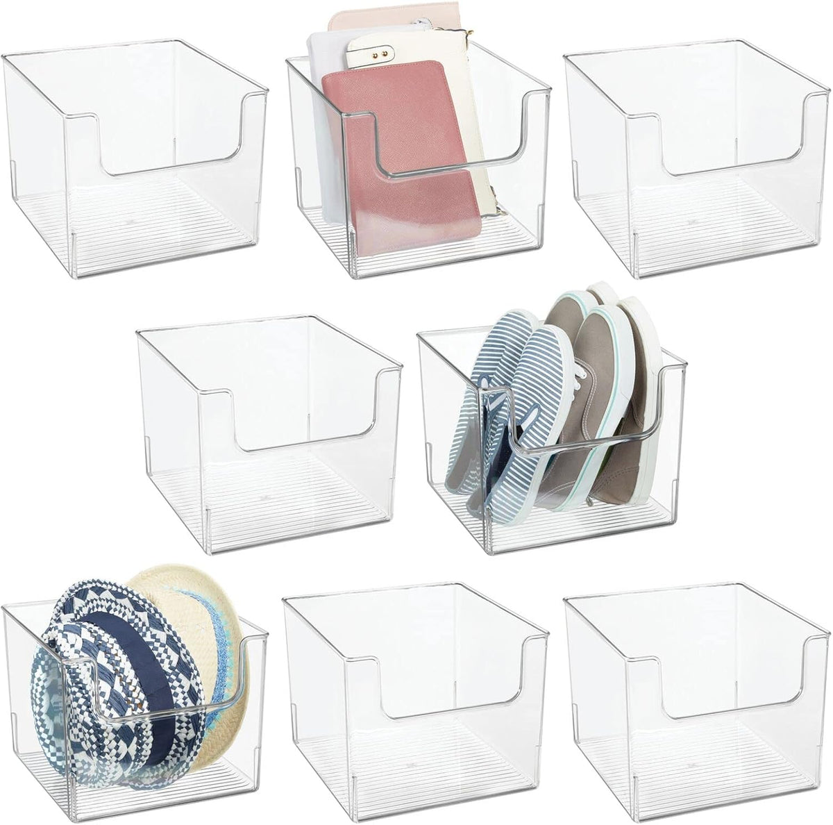 Clear 8 Pack Plastic Storage Basket Bin J678800
