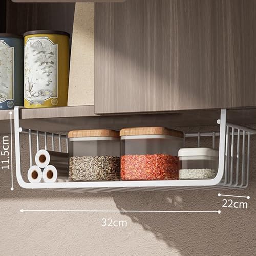 Metal Under Shelf Storage Basket Wire Basket (Large White) P251453