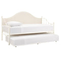 Ivory Metal Upholstered Twin Daybed with Trundle F55967