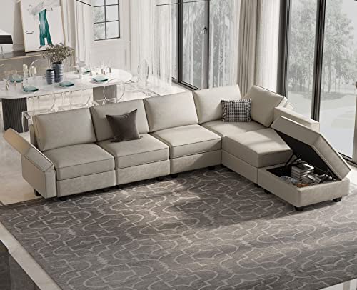 Modular Velvet Sectional Sofa with Chaise Lounge Storage Chaise Bed Couch Grey Q331
