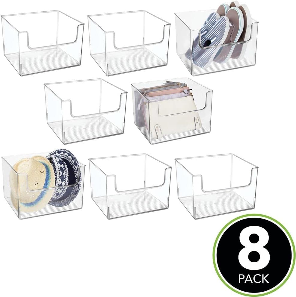 Clear 8 Pack Plastic Storage Basket Bin J678800