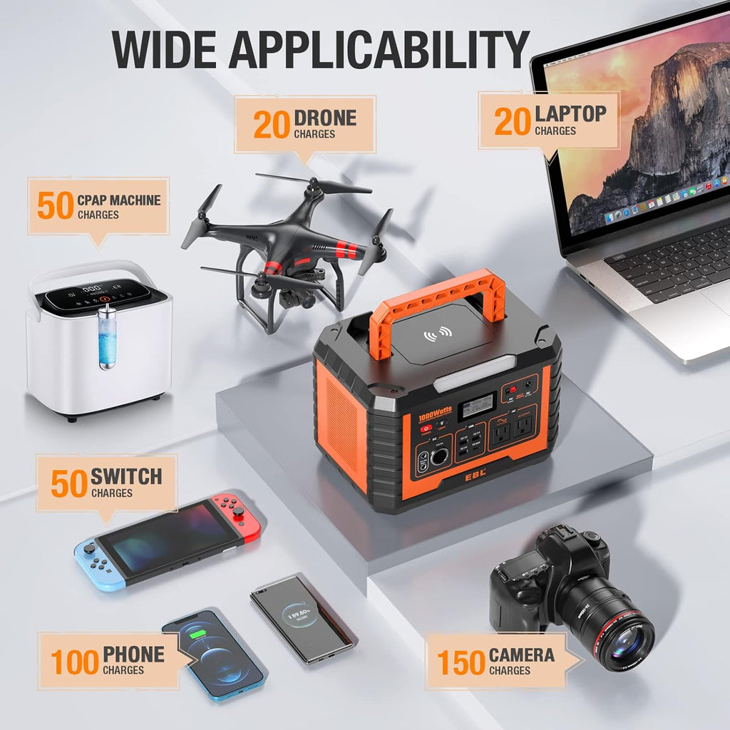 Portable Power Station 1000W 999Wh Solar Generator X250822