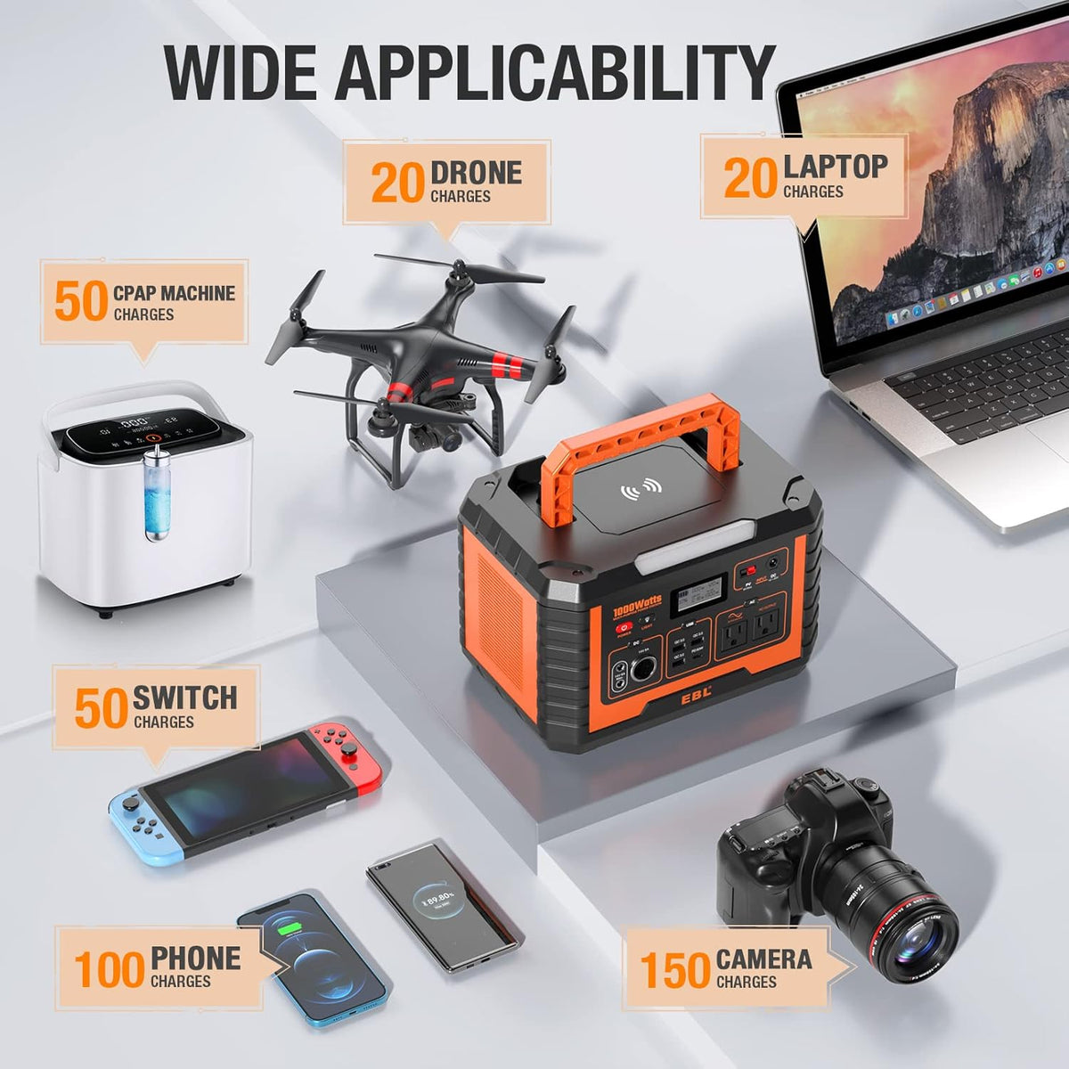 Portable Power Station 1000W 999Wh Solar Generator X250822