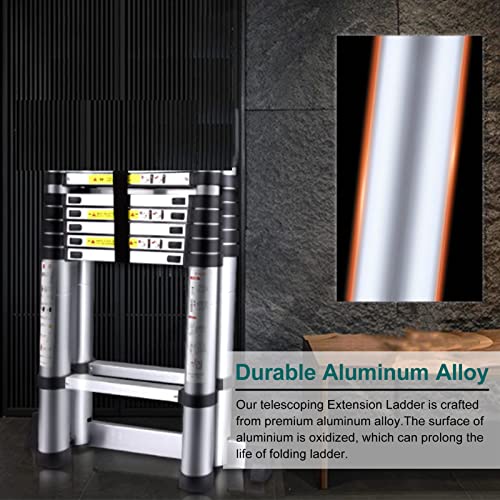 Silver Telesextension Ladder, 6.6/8.5/9.5/10.5Ft/12.5/13.5/14.4/15.4/16.7/18/19.4/20/22/23.3 Feet Y5092
