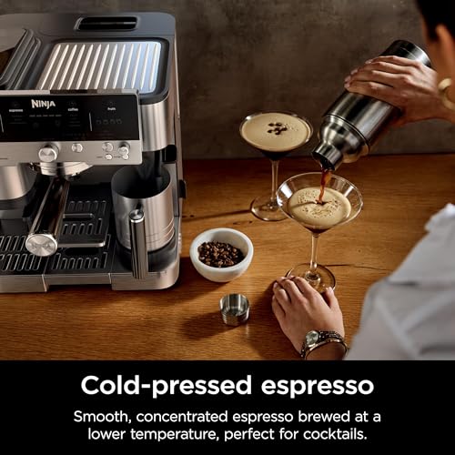 Stainless Steel Espresso Machine and Drip Coffee Maker with Integrated Coffee Grinder and Milk Frother D44176