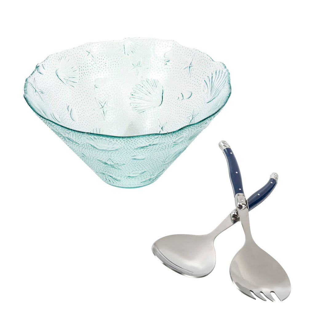 Recycled Glass 3-Piece Salad Bowl & Salad Servers Set H688114