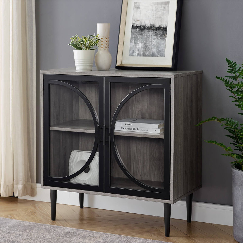 Metal and Glass Door Accent Console R989