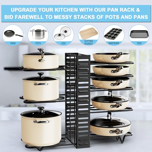 8-Tier Adjustable Heavy-Duty Pot and Pan Storage Rack U343854