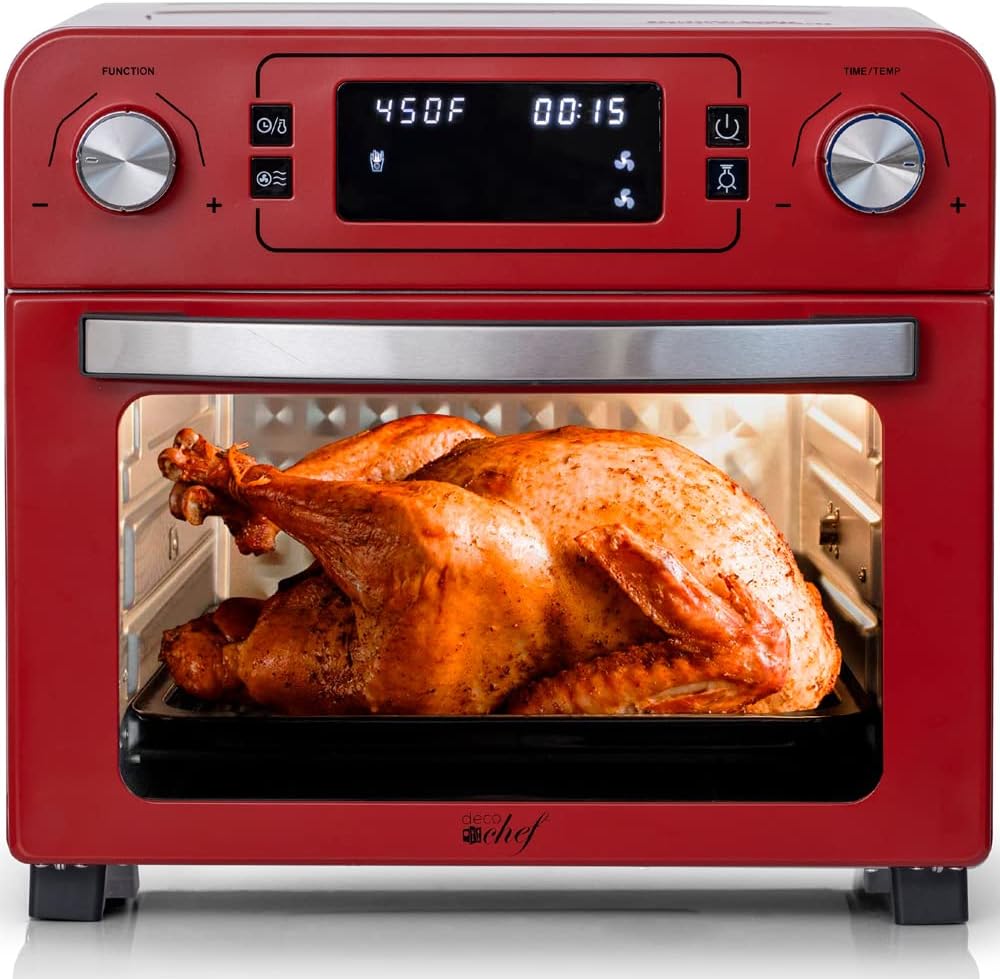 24QT Stainless Steel Countertop Toaster Air Fryer Oven Red Z62321