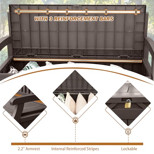 80 Gallon Storage Bench Deck Box Lockable Black F829135