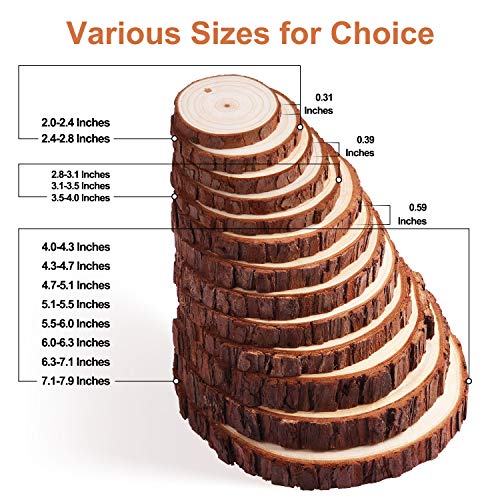 30 Pcs 2.4-2.8 Inches Natural Wood Slices H790