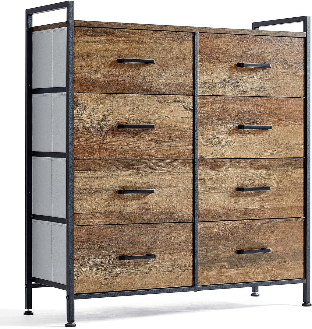 8 Drawer Wood Dresser with Metal Frame J4177