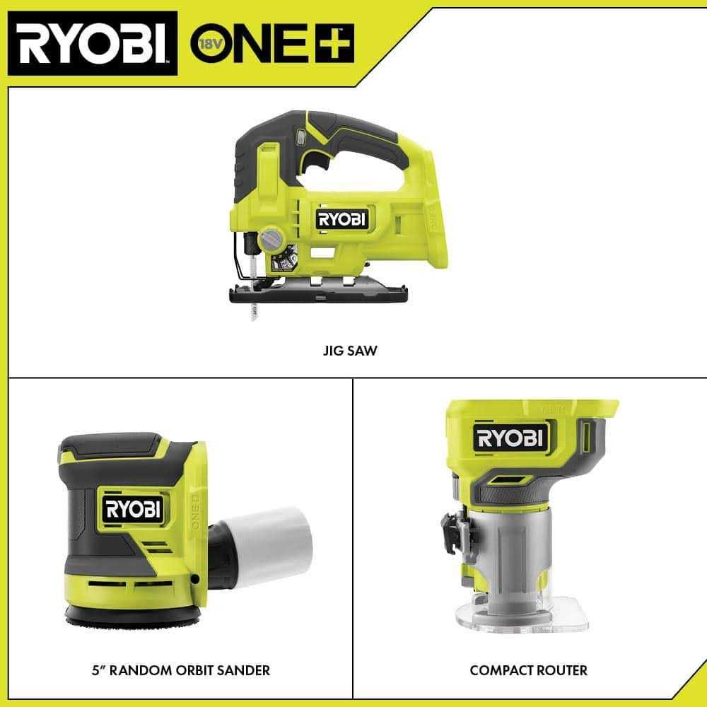 18V Cordless 3-Tool Combo Kit with Jig Saw, Router and Random Orbit Sander E78633