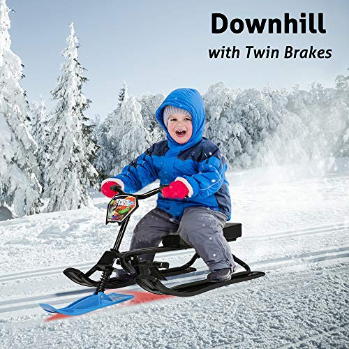 Snow Racer Sled with Steering Wheel and Twin Brakes Z667492