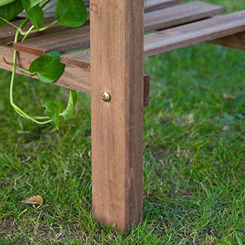 Brown Wooden Potting Bench Table with Sliding Tabletop and Storage Shelf R393