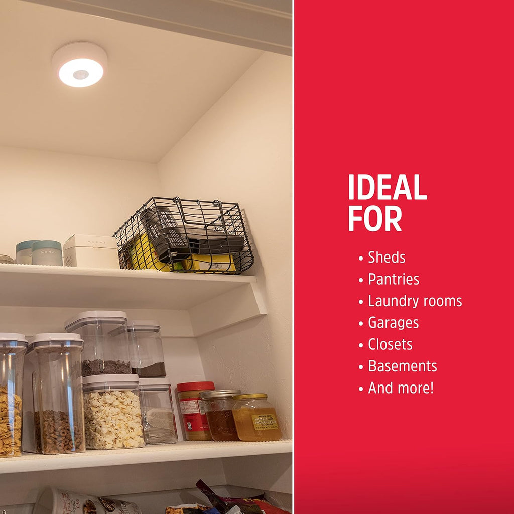 Motion Activated LED Ceiling Light, 2 Pack, Battery Operated, 100 Lumens, Wireless W983
