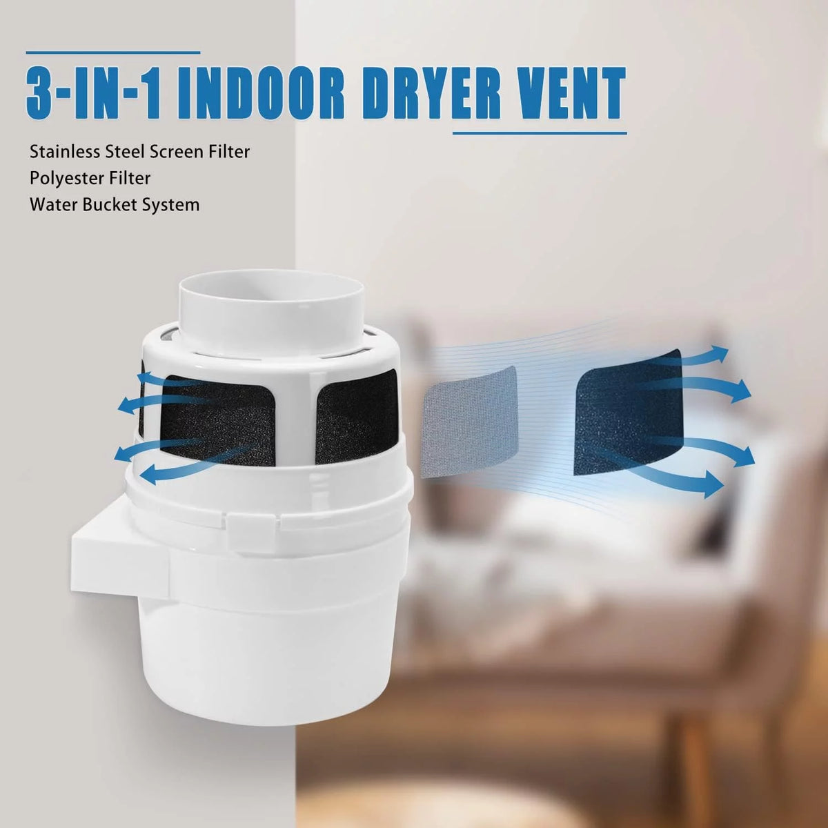Indoor Dryer Vent Kit with 4-Inch by 5-Feet Silver Duct T92532