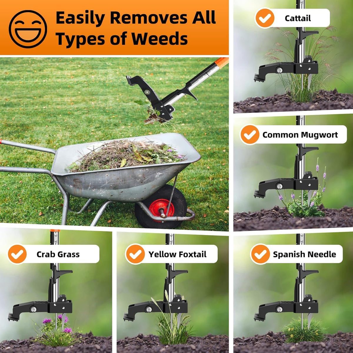 39.3" Long Handle Stainless Steel Weed Puller Tool G118