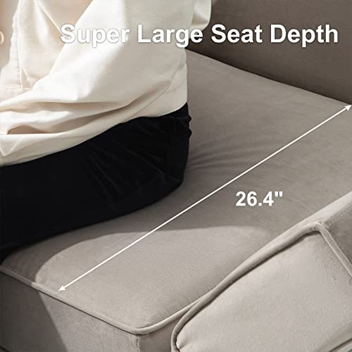 Modular Velvet Sectional Sofa with Chaise Lounge Storage Chaise Bed Couch Grey Q331