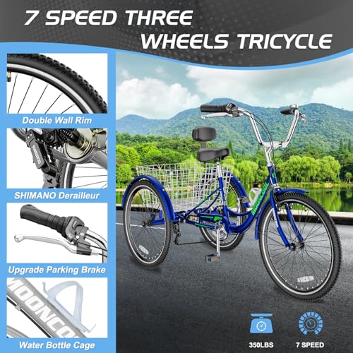 7 Speed 3 Wheel Tricycle with Shopping Basket S3636
