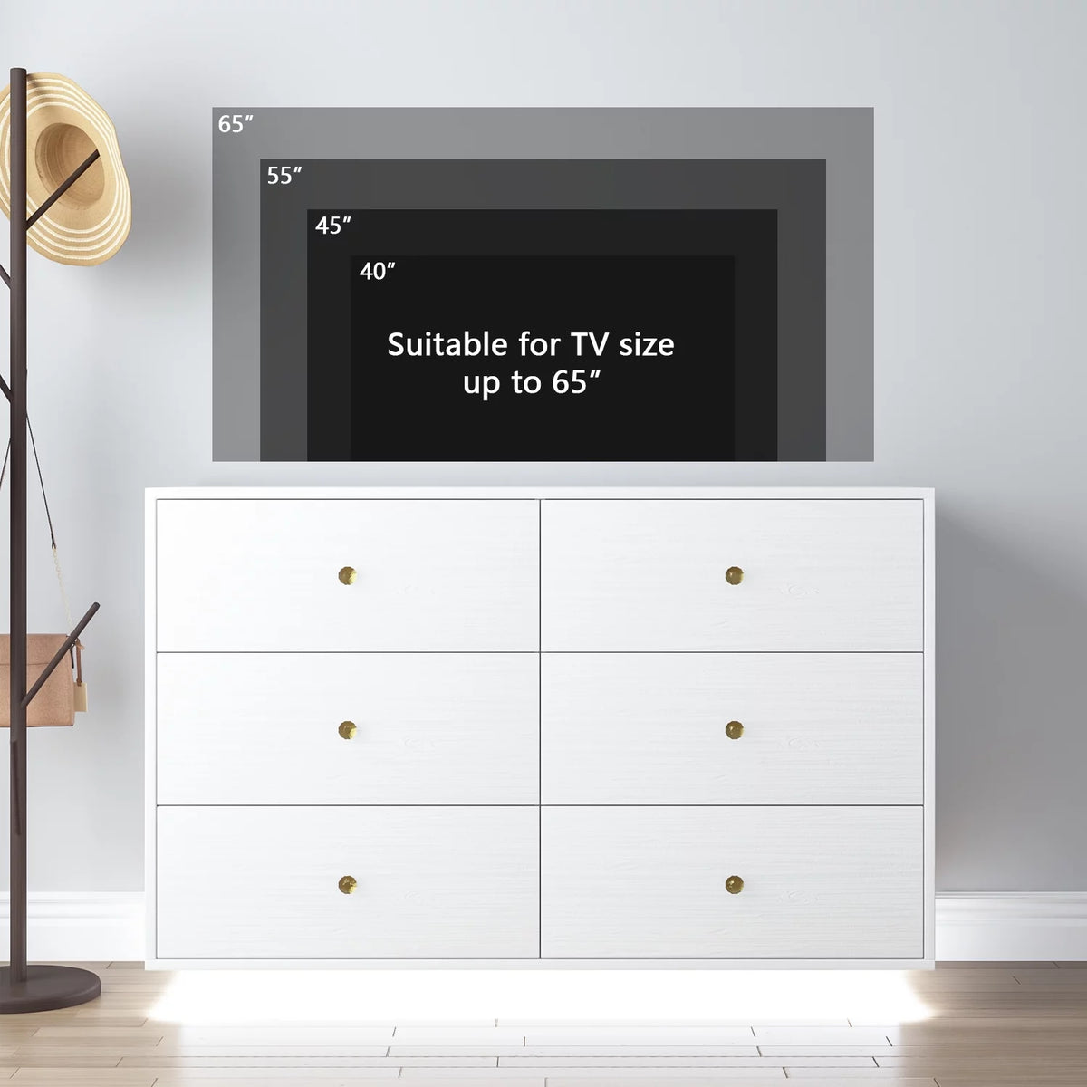 White 6 Drawer Dresser A6992