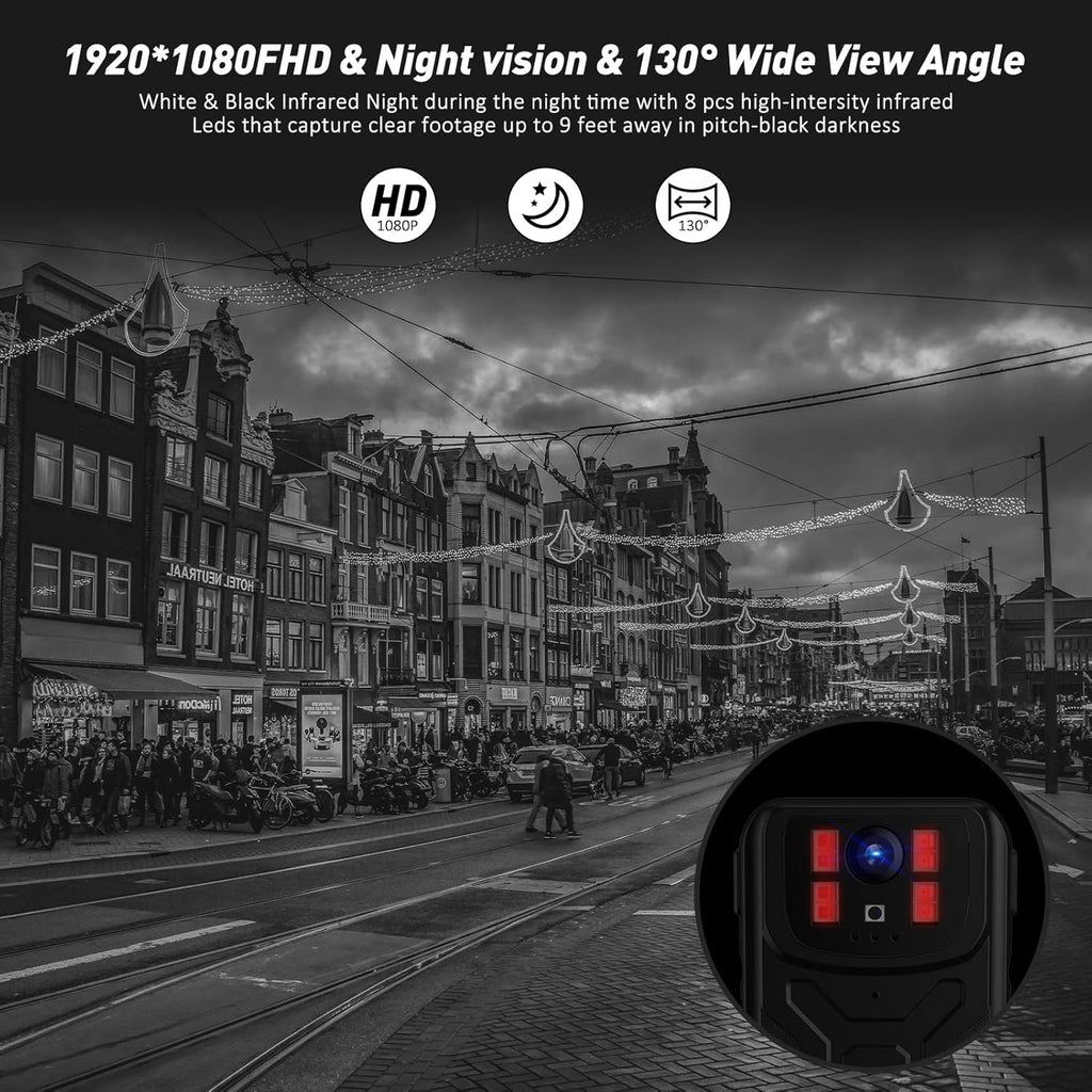 32G Memory Body Worn Camera with Night Vision, Pack of 2 V83885