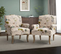 Upholstered Armchair Set of 2 with Pattern & Wooden Legs K7572