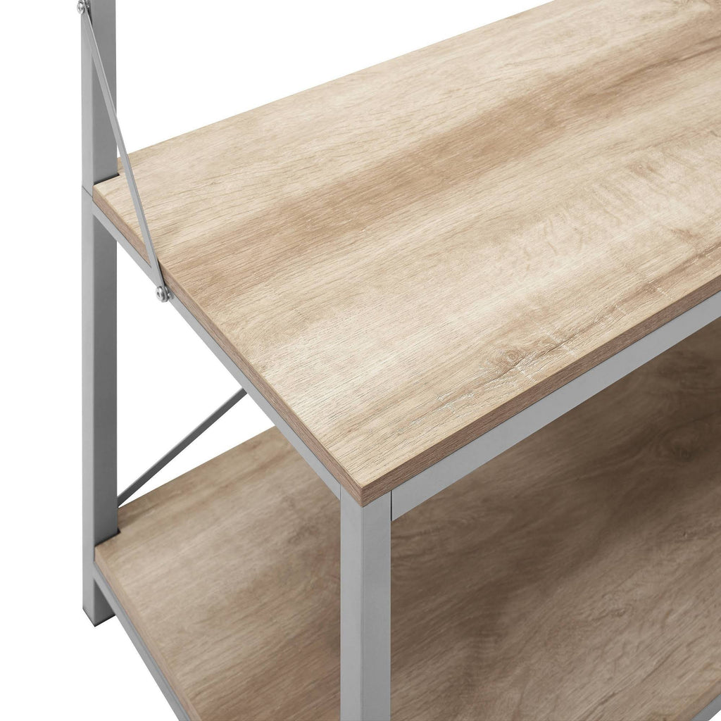 Industrial Farmhouse Metal and Wood Hall Tree White Oak W4484