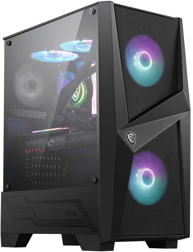 Mid-Tower PC Gaming Case with Tempered Glass Side Panel, 120mm Fan, Liquid Cooling Support, Pack of 2 U237478