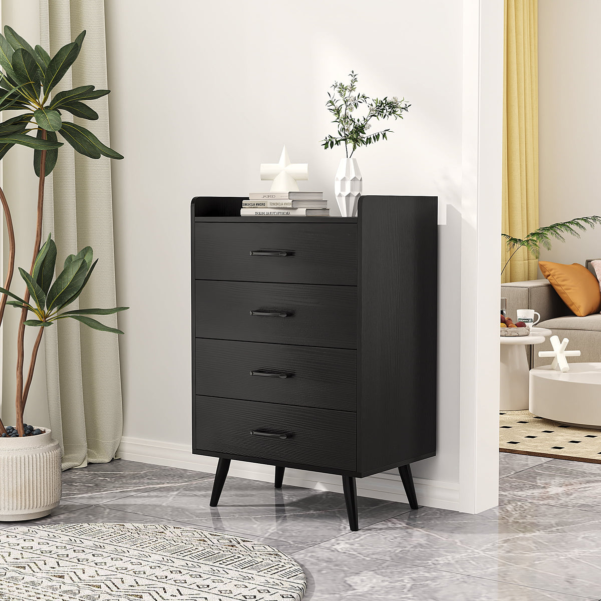White 4 Drawer Wood Dresser Y544113