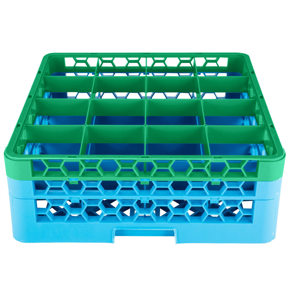16 Compartment Green Glass Rack J896