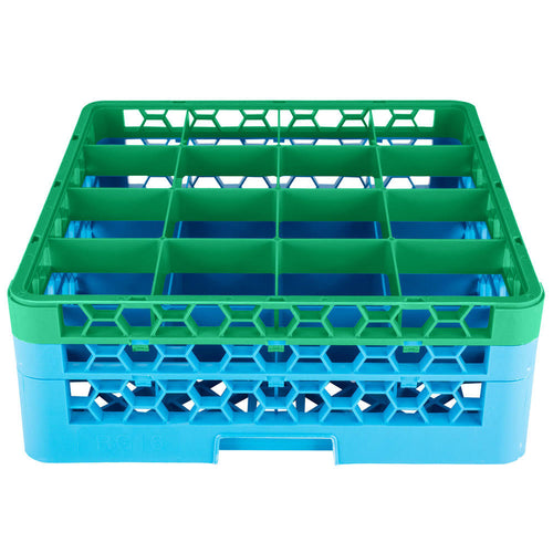 16 Compartment Green Glass Rack J896