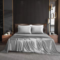 Microfiber Satin Gray 4 Piece Full Size Bed Sheets E899