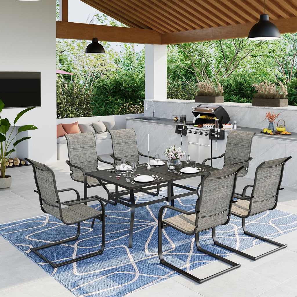 7 Pieces Outdoor Patio Dining Set with Table and 6 Chairs C856