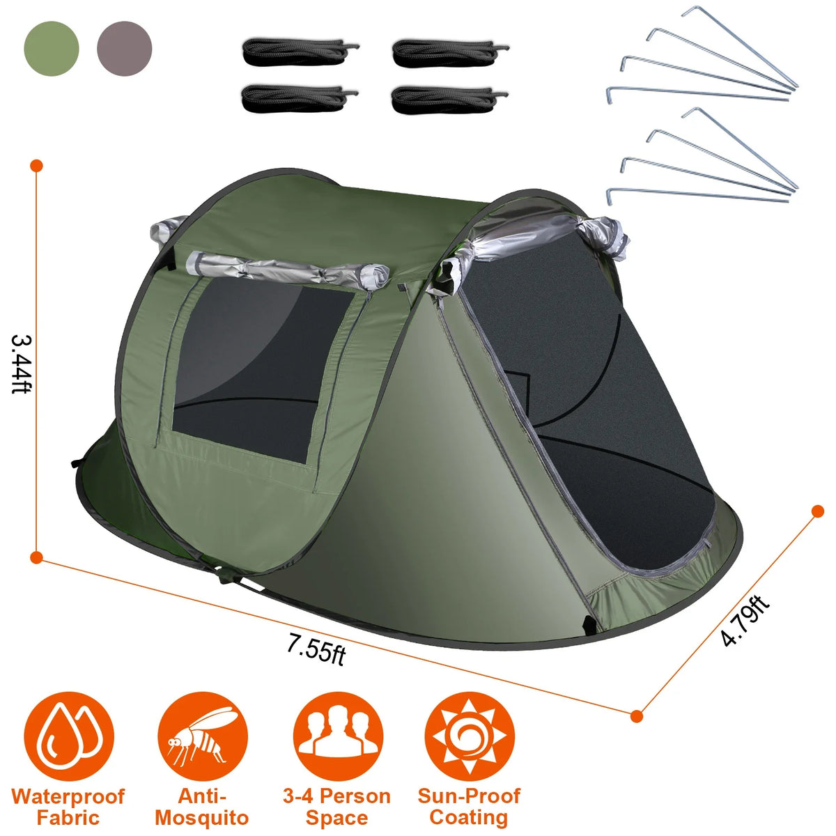 Green Pop Up Dome Tent with Carry Bag X2524