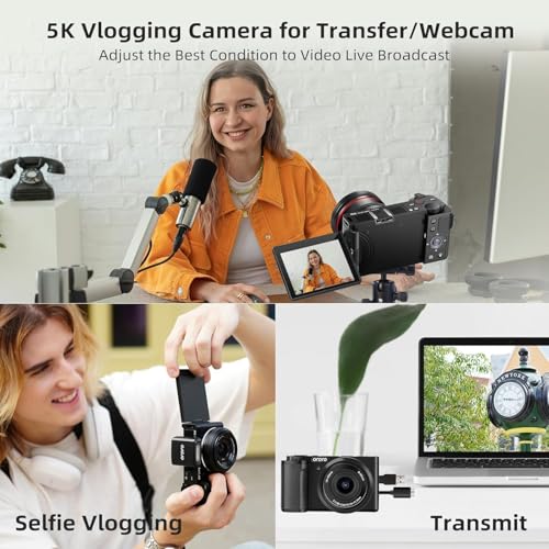 Mirrorless Camera with 16-80 mm 5X Optical Zoom Lens, 3.2 Inch Flip Screen, 4K 30fps Video Camera Q35093