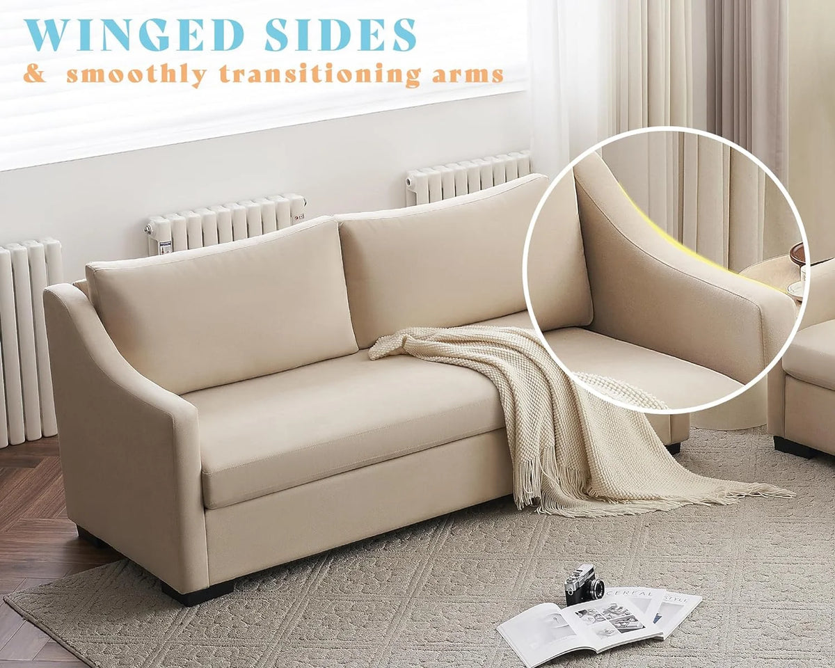 Beige Chenille 2 Piece Sofa P24646