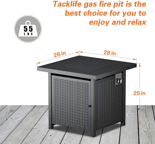 28 Inch 50,000 BTU Propane Gas Fire Pit Table with Lid O6870