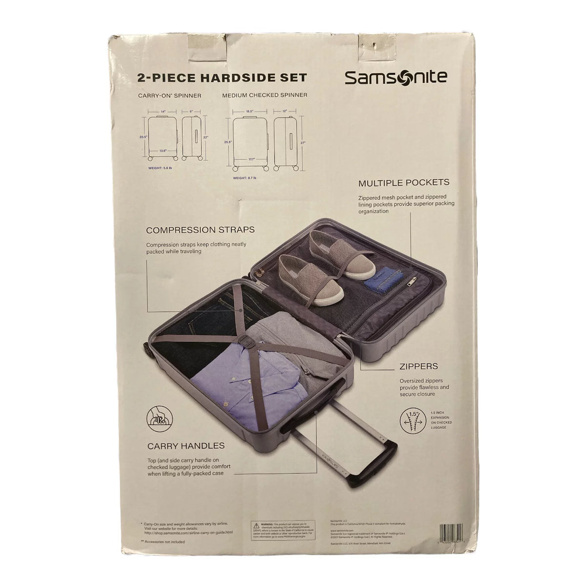 Hardside Spinner Luggage 2 Piece Set Silver O768