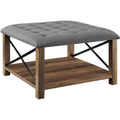 30" Square Tufted Fabric Upholstered Ottoman in Gray Z6064