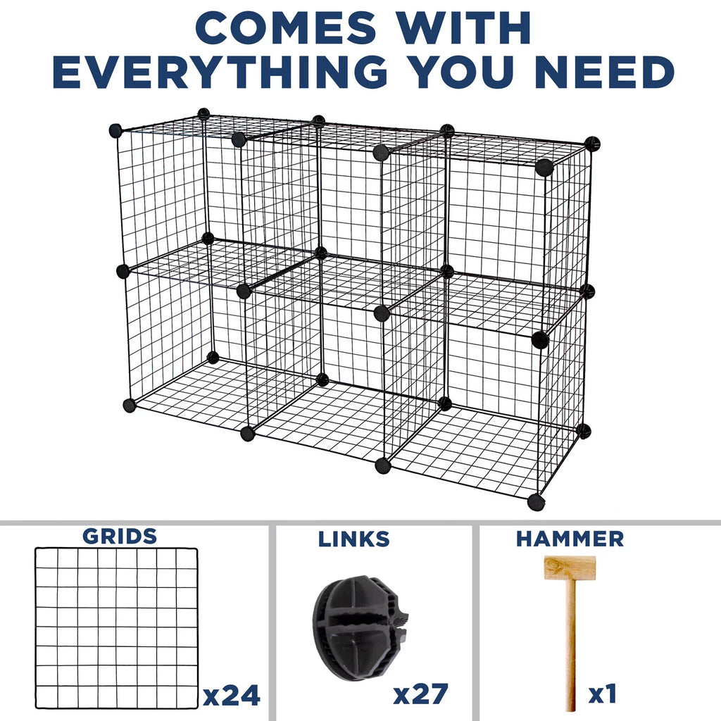 Wire Storage Cubes 6-Cube Metal Organizer 15 lb Weight Capacity K6425