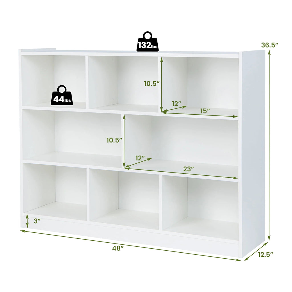 White 3-tier 8-Cube Floor Standing Storage Bookcase J91518