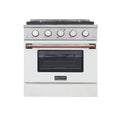 30 Pro-Style Natural Gas Dual Fuel Range White Rose Gold Accents O409