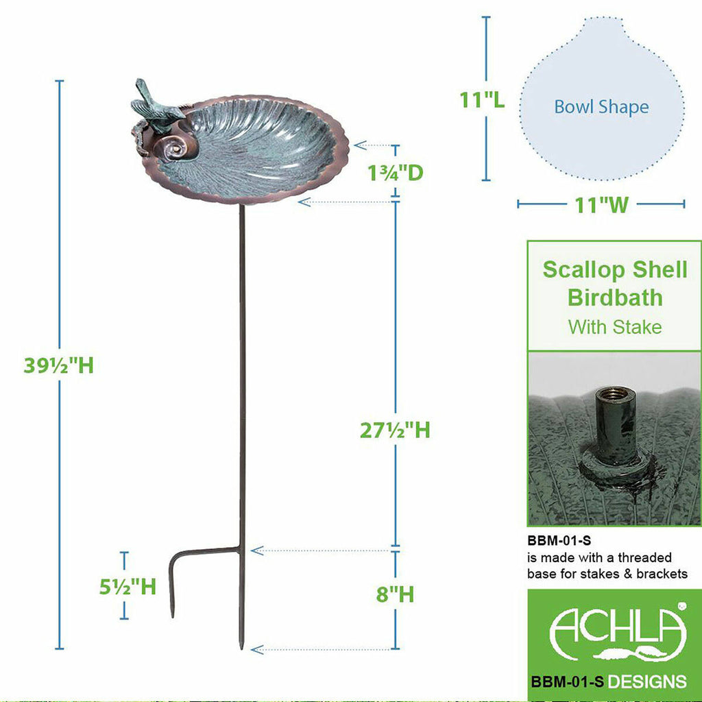 Scallop Shell Birdbath with Stand K51042