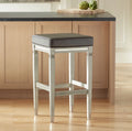 Wood Bar Stool Gray Faux Leather Footrest R716473