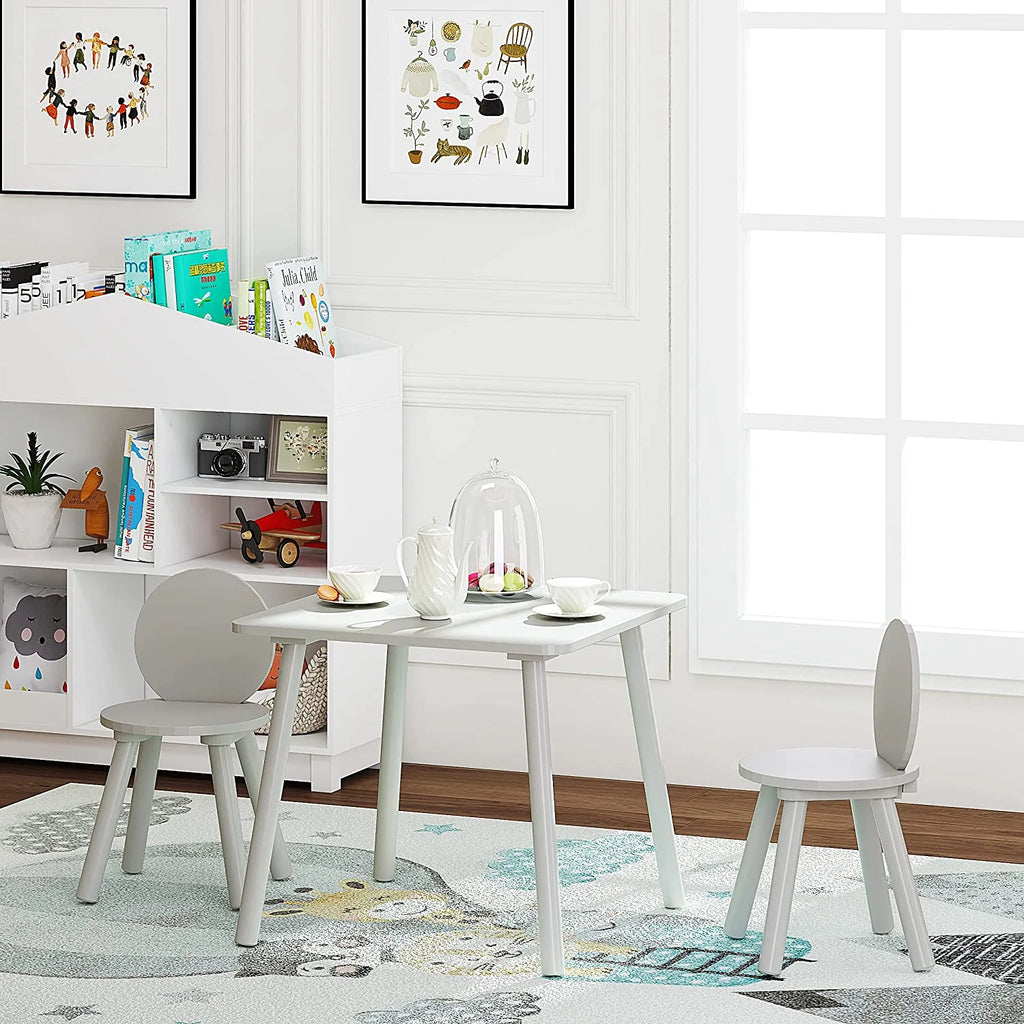 2-in-1 Kids Table with 2 Chairs Set, Gray N892