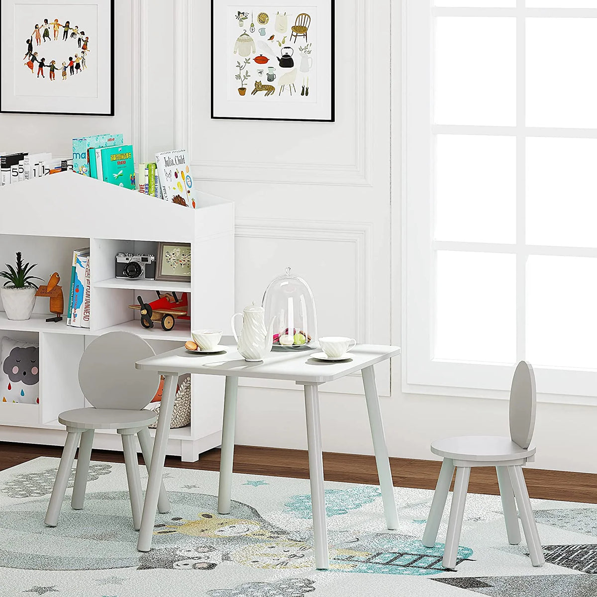 2-in-1 Kids Table with 2 Chairs Set, Gray N892